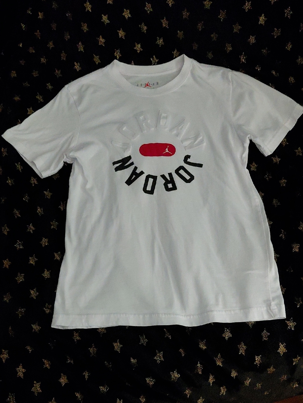 Jordan White Tee with Red Accent and Black Logo